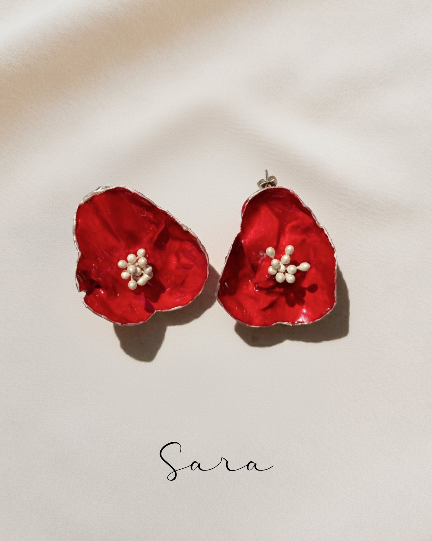 Red Muse– Papier-Mâché Earrings | Recycled Paper Wearable Art