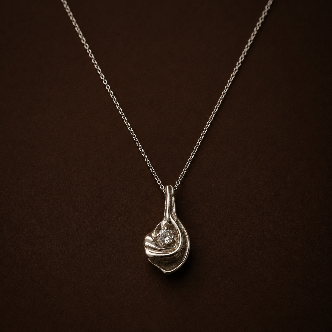 Vintage Norwegian Design Necklace | 925 Sterling Silver & Crystal Pendant | Rare Scandinavian Jewelry