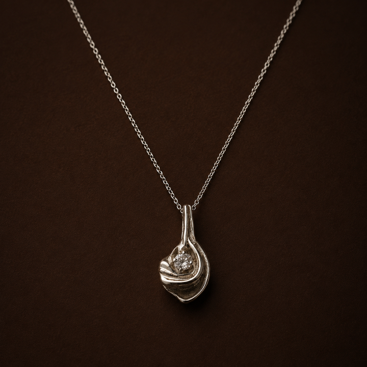 Vintage Norwegian Design Necklace | 925 Sterling Silver & Crystal Pendant | Rare Scandinavian Jewelry