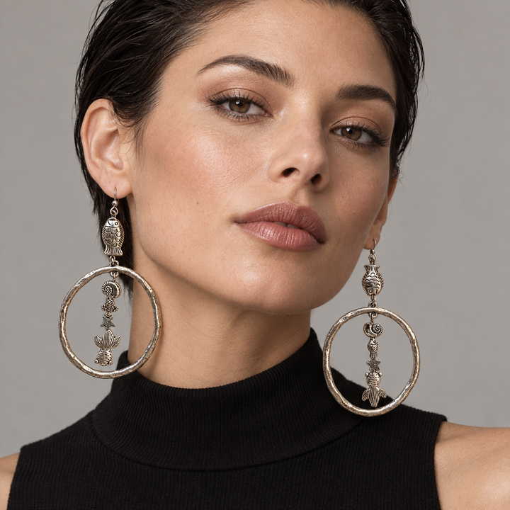Ocean Within – Oversized Sculptural Fish Hoop Earrings