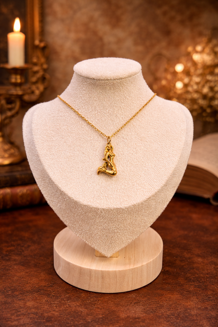 Golden Siren Pendant Necklace – She is both the ocean and the calm mysterious, radiant, unforgettable.25mm Gold Filled Stainless Steel