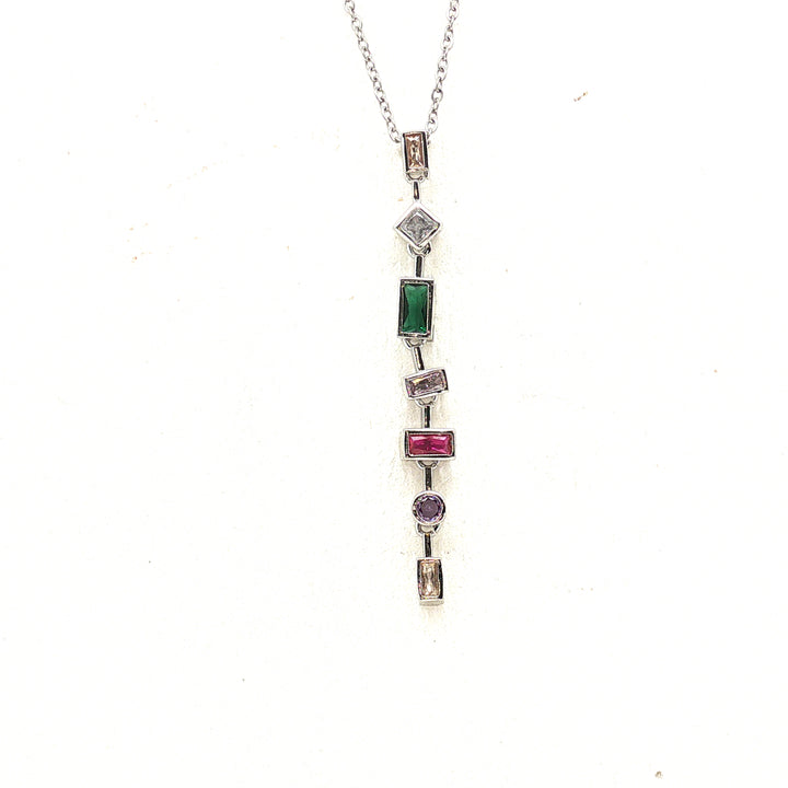 Fragments of Light |Multicolour Zirconia Drop Necklace in Stainless Steel