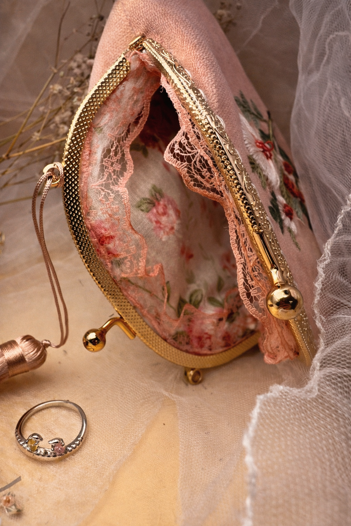 Spring Blossoming – Embroidered Velvet Art Deco Clutch