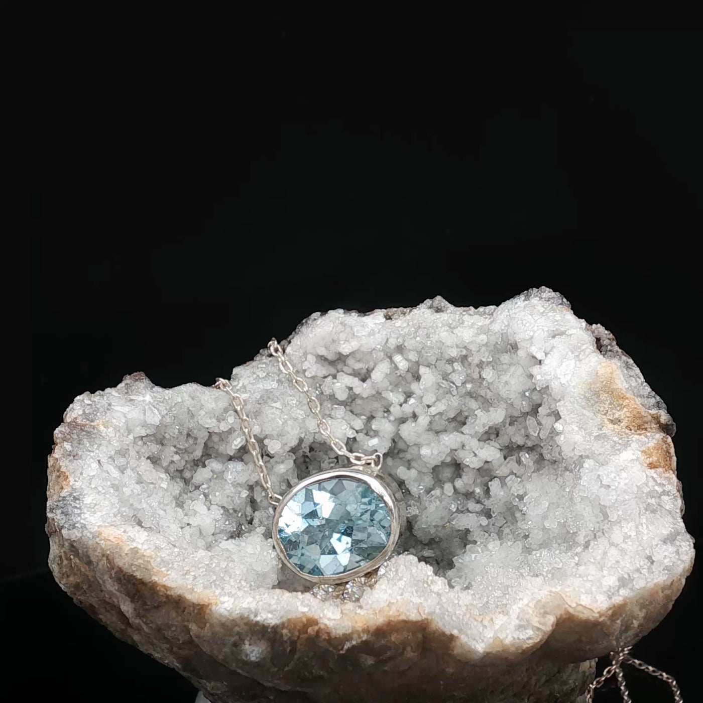 Sky Topaz & Moissanite Luxury Necklace — One-of-a-Kind Handcrafted Artistry