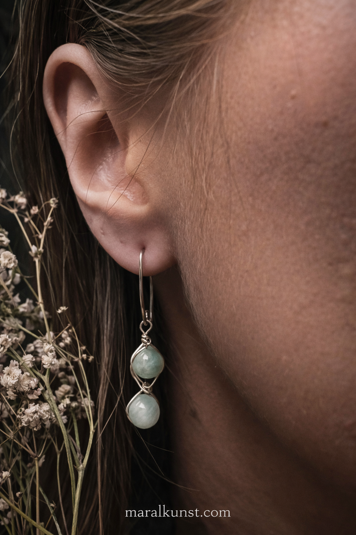 Larimar Whisper Drop Earrings| A whisper of ocean calm—handmade to remind her of self-love, serenity, and quiet strength.