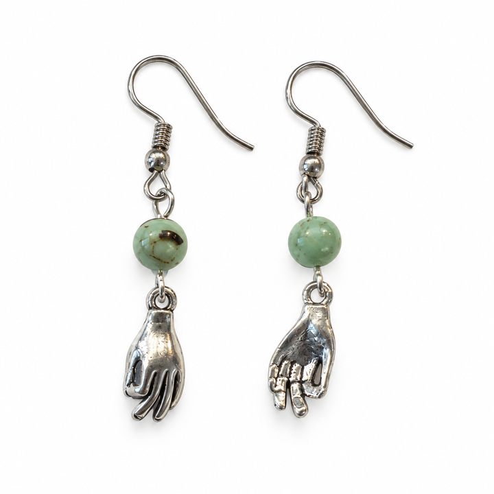 In Your Hands – African Turquoise Hand Earrings
