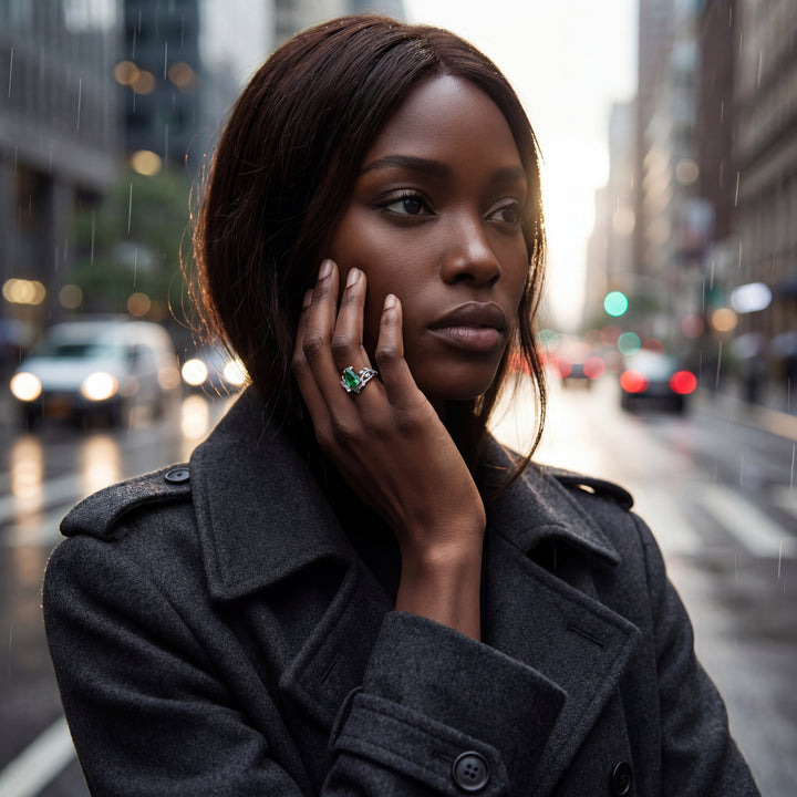 Emerald Forest Engagement Ring – Lab Grown Emerald Nature Branch Ring | Bespoke Jewelry Oslo | Maralkunst