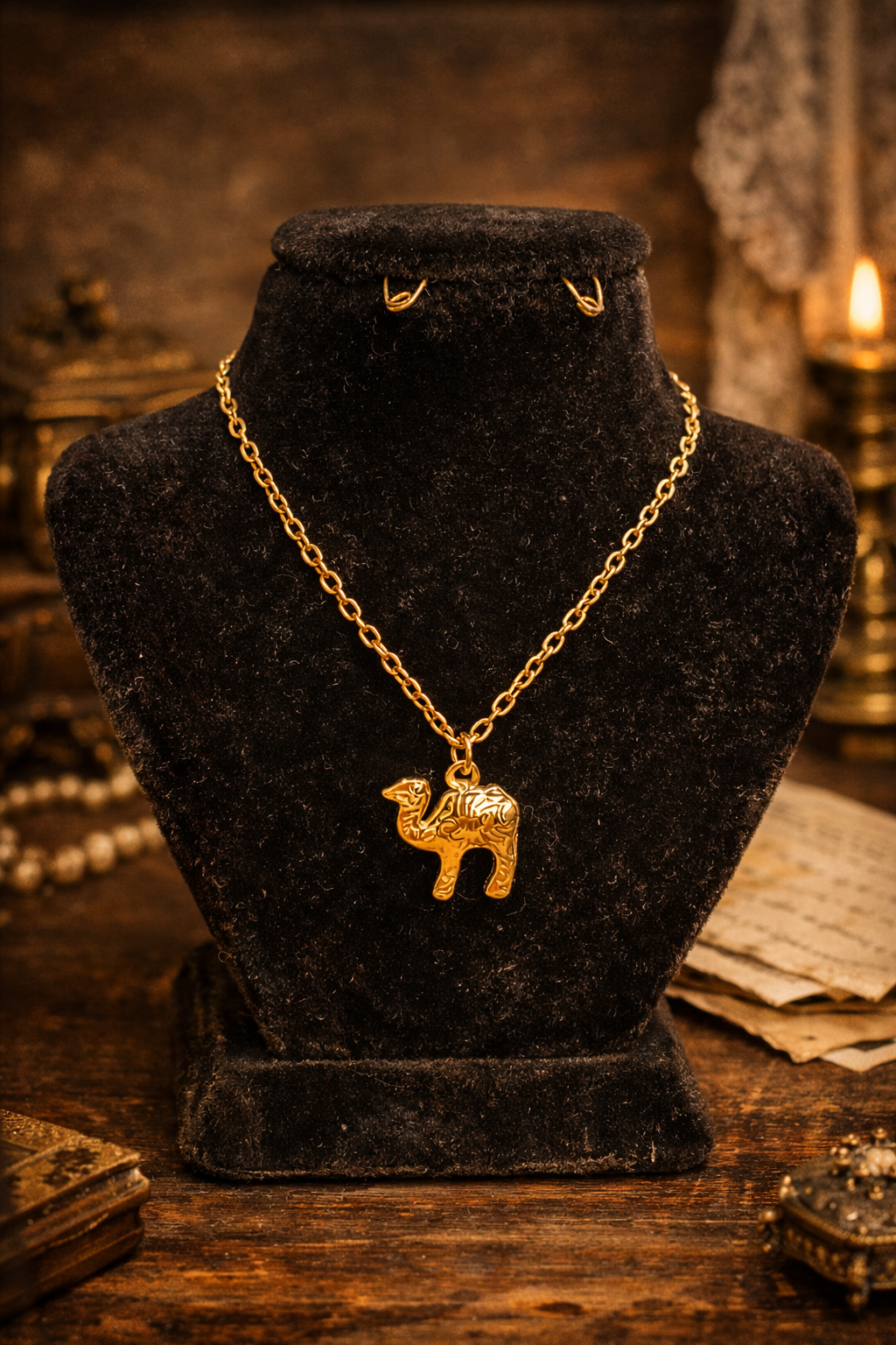 Desert Camel Charm Necklace – Gold Filled Stainless Steel