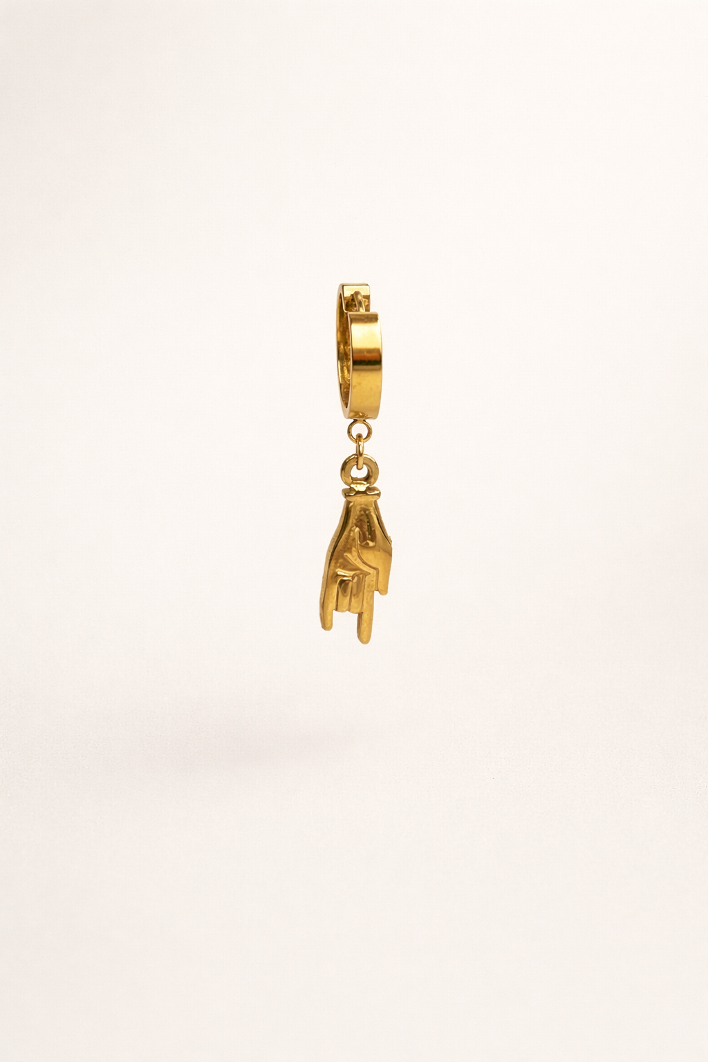 Rock Hand Sign Huggie Earrings – Gold Stainless Steel Rock 🤘 Symbol | Maral Design