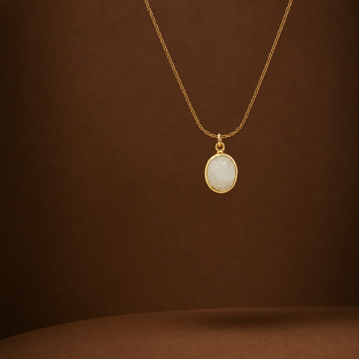 Nordic Moon – Handmade Moonstone Necklace in 18K Gold-Plated 925 Silver