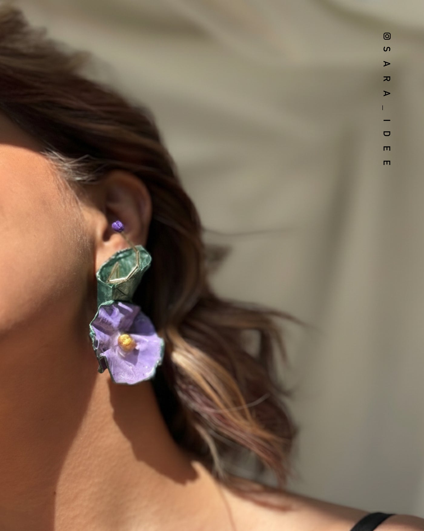 Violet Whisper– Papier-Mâché Earrings | Recycled Paper Wearable Art