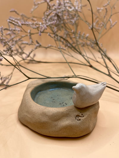 Bird love handcrafted Ceramic candle Jewelry display size 10x9x5.5 cm