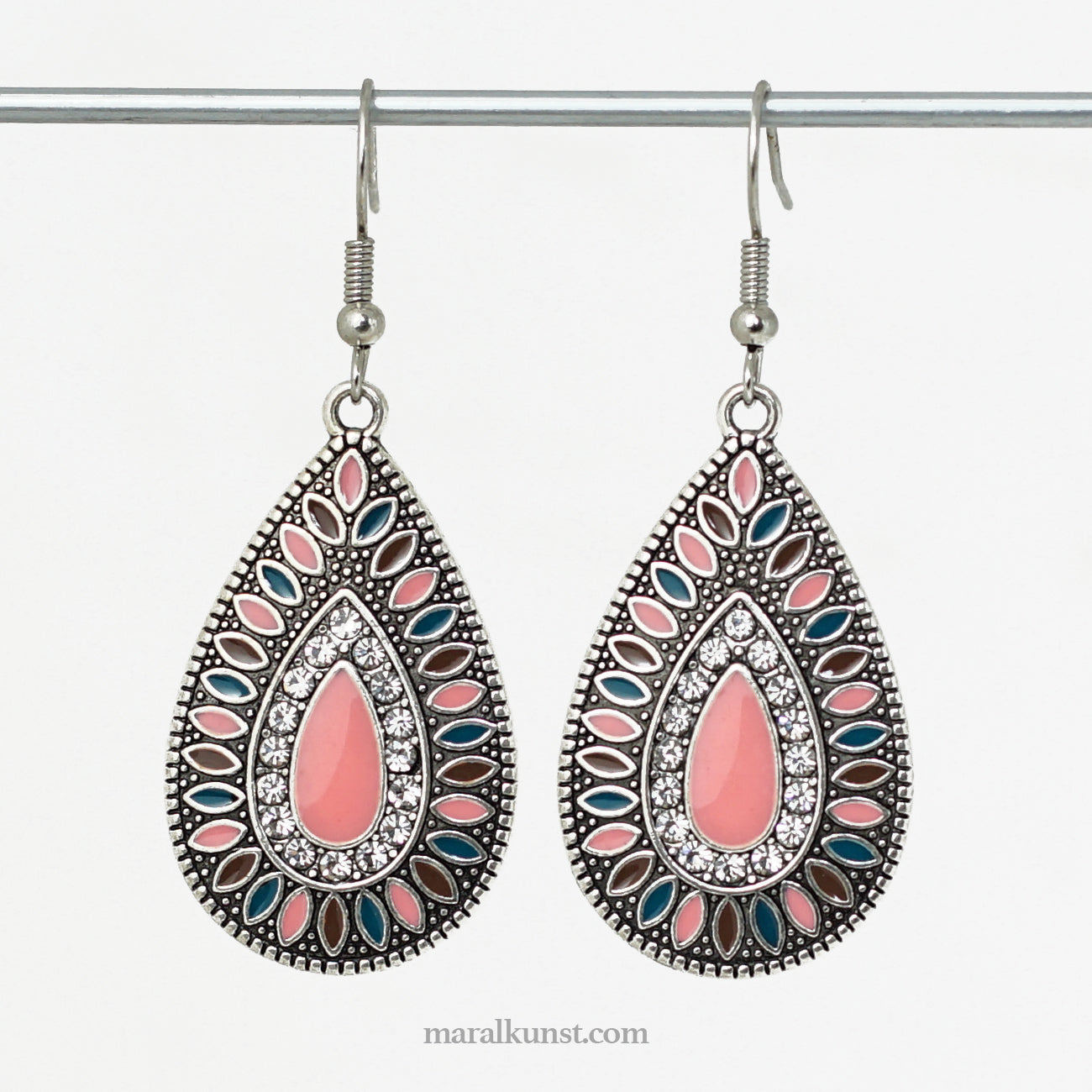 Indian Bohemian pink drop earrings