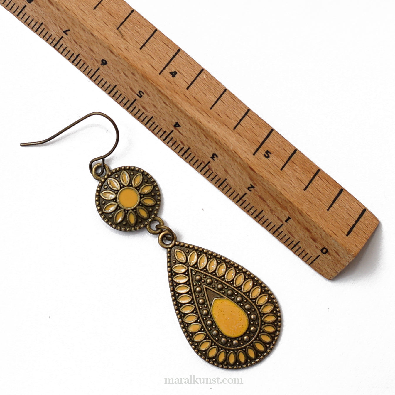 Bohemian oriental ethnic colorful handmade brass earrings