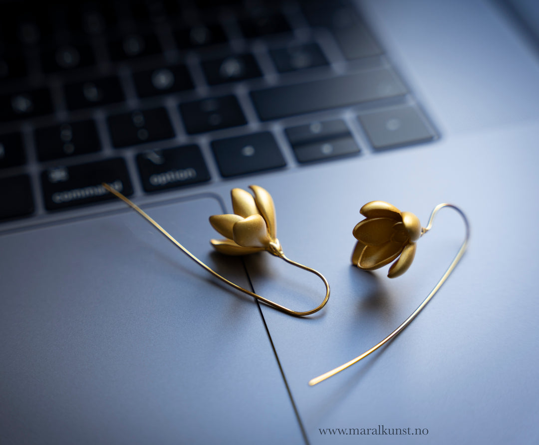 Golden Bloom – A Whisper of Elegance handcrafted gold vermeil 925 silver earrings