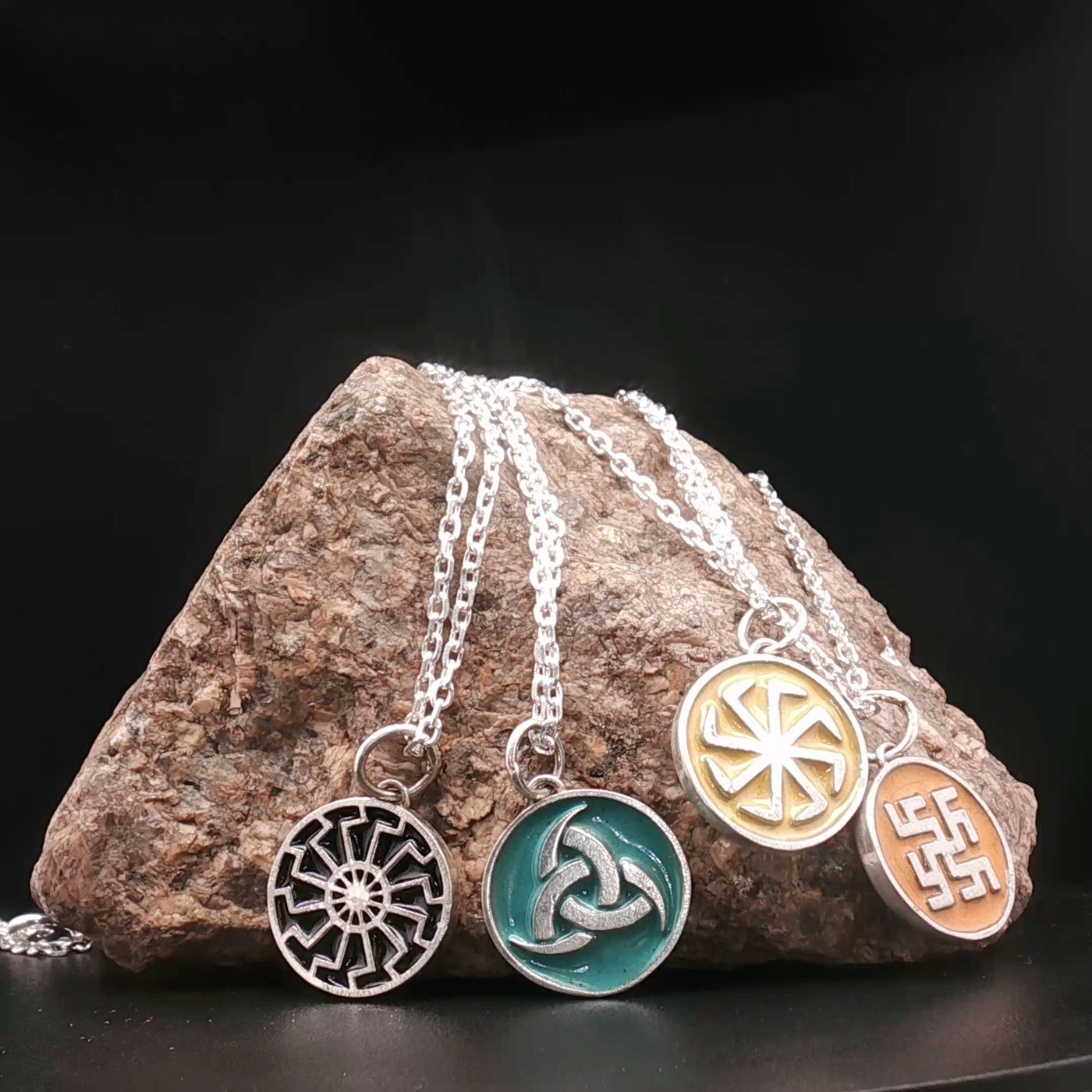 Viking Rune Minakari Charm Pendants – 925 Silver, Handmade Limited Edition