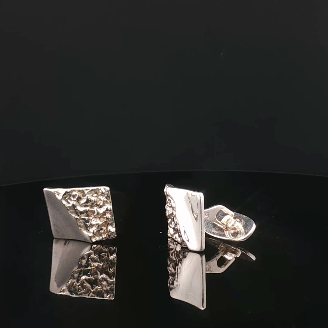 “Nordic Contrast” — Handcrafted Sterling Silver Cufflinks