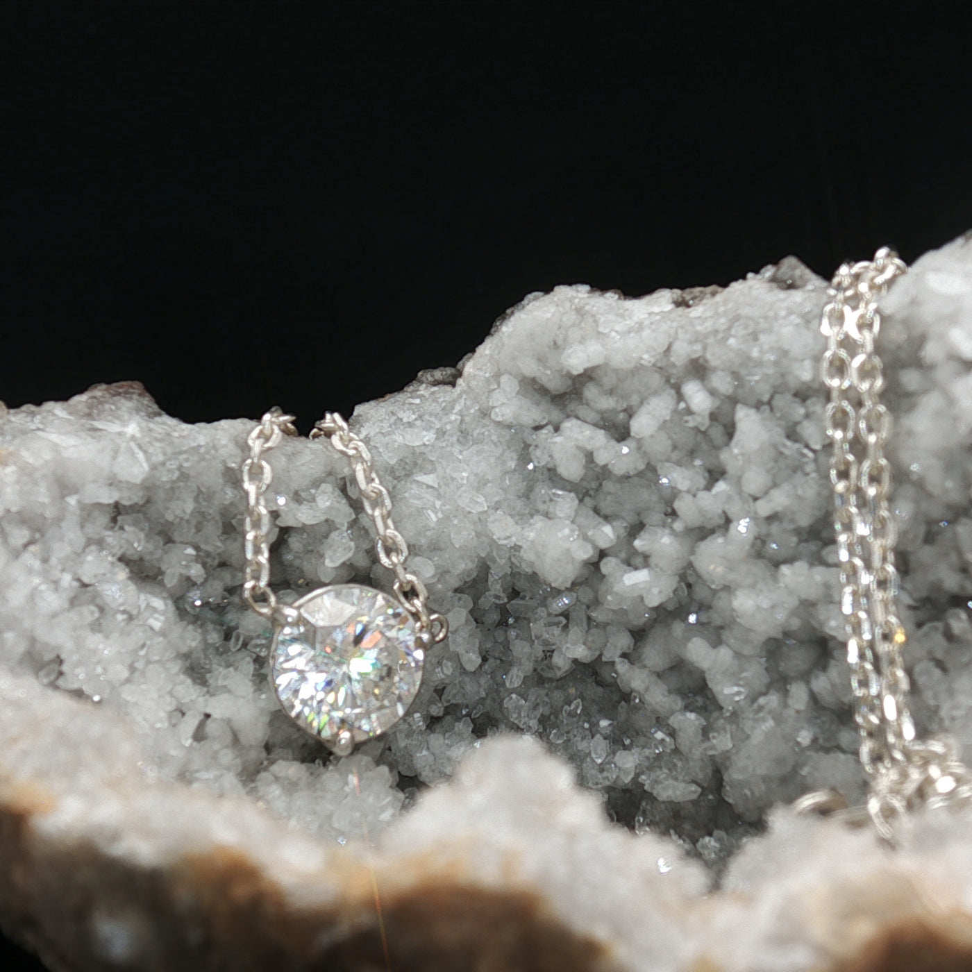 Brilliant Moissanite Minimal Necklace — Scandinavian Elegant Design