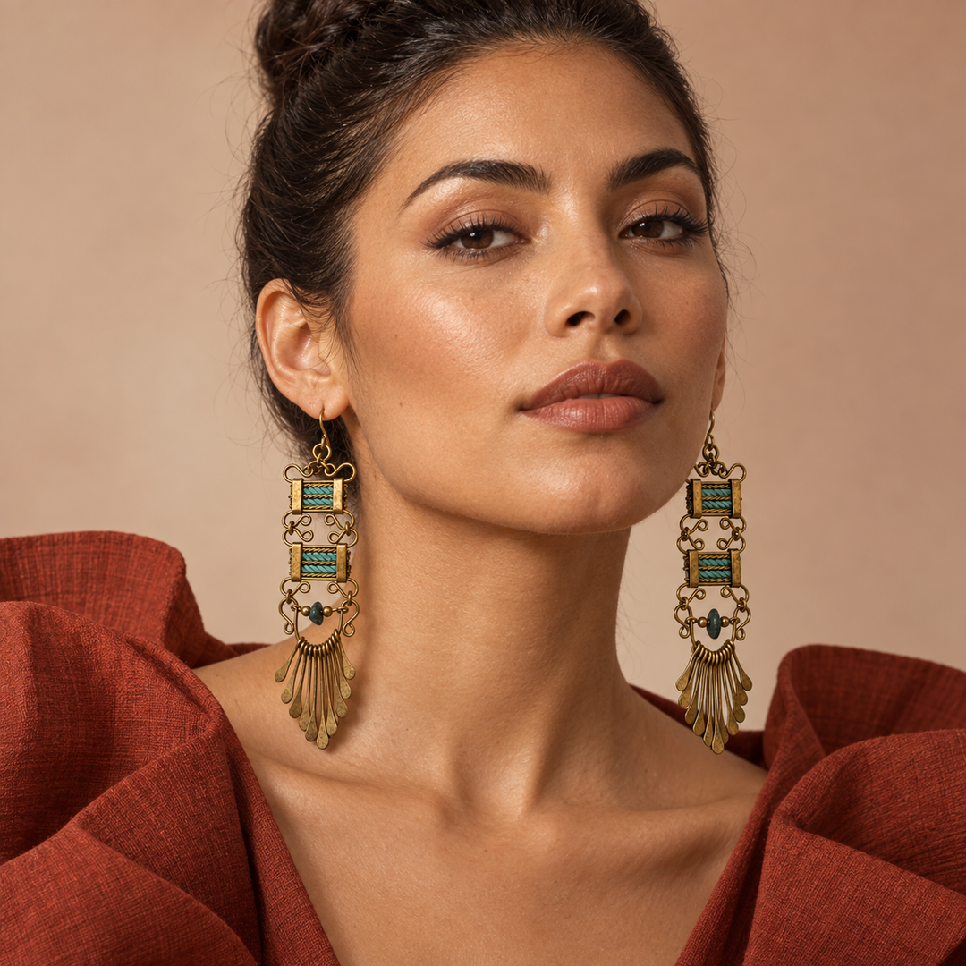 Threads of Mexico City – Handmade Brass Statement Earrings