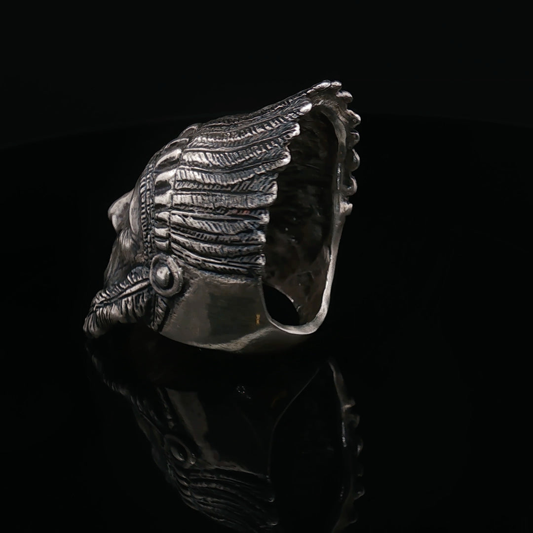 Native American / Indigenous Chief – Sculptural Silver Ring