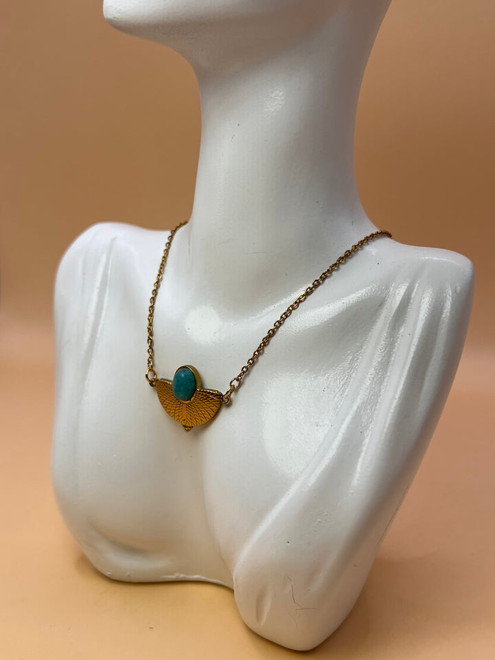 “Inner Sun” – Turquoise Gold stainless steel Necklace by Maralkunst