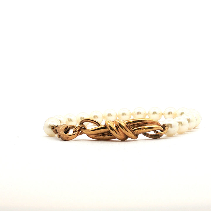 Vintage Pearl and Gold-Plated Bracelet