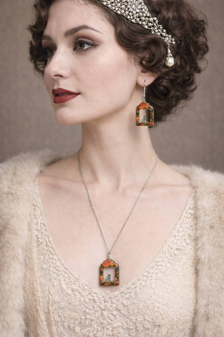 Bird of Strength — Gol o Morgh Heritage Series Necklace , Earrings