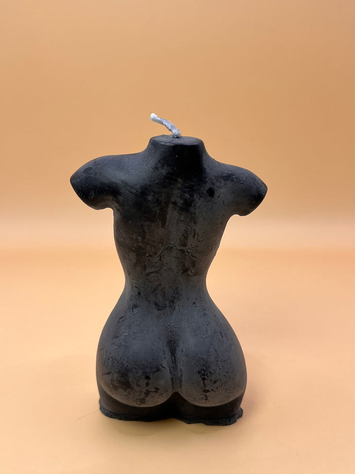 Feminine energy handmade sculpture candle black and white size 10x5 cm