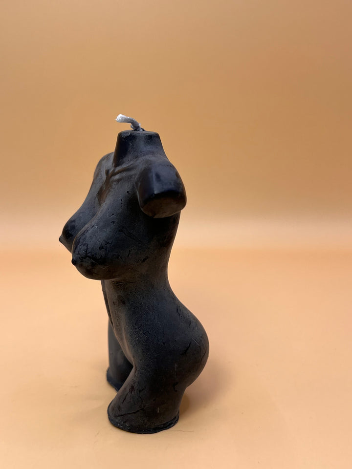 Feminine energy handmade sculpture candle black and white size 10x5 cm