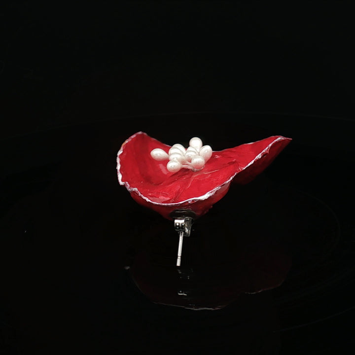 Red Muse– Papier-Mâché Earrings | Recycled Paper Wearable Art