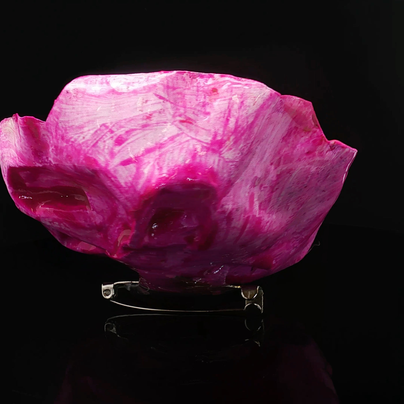 Crimson Bloom– Papier-Mâché Brooch | Recycled Paper Wearable Art