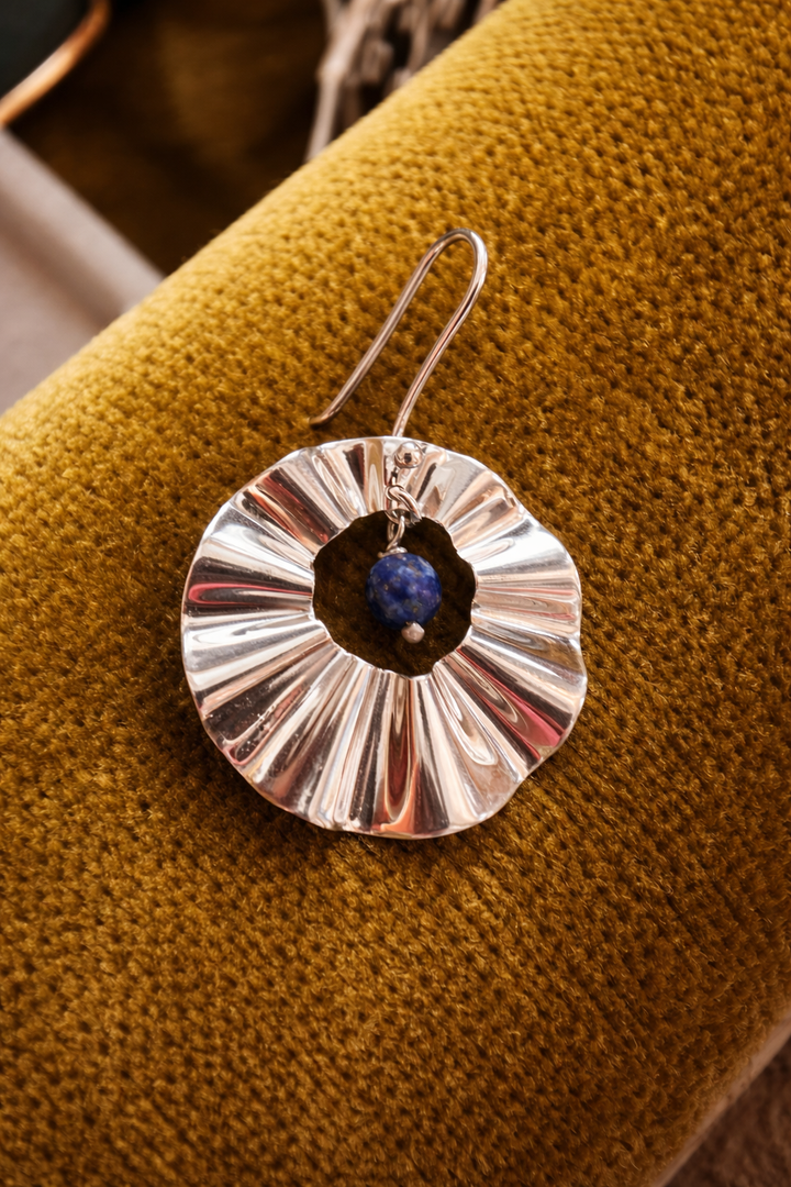 Parto – Lapis Lazuli Sunlight Art Earrings in Sterling Silver 925