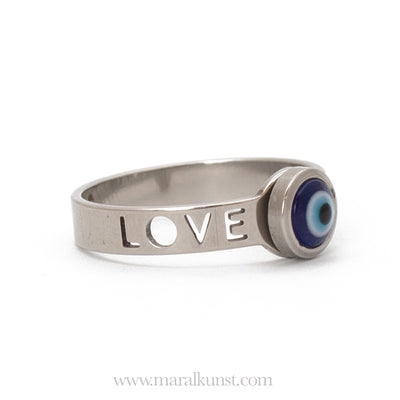 Turkish evil eye amulet Love engraved ring