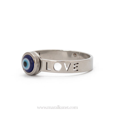 Turkish evil eye amulet Love engraved ring