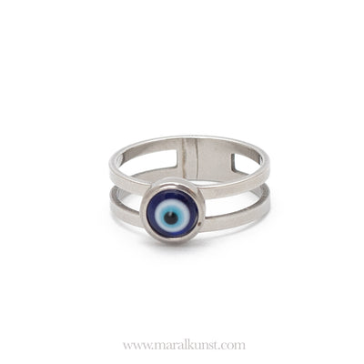 MaralTurkish evil eye amulet stainless steel ring