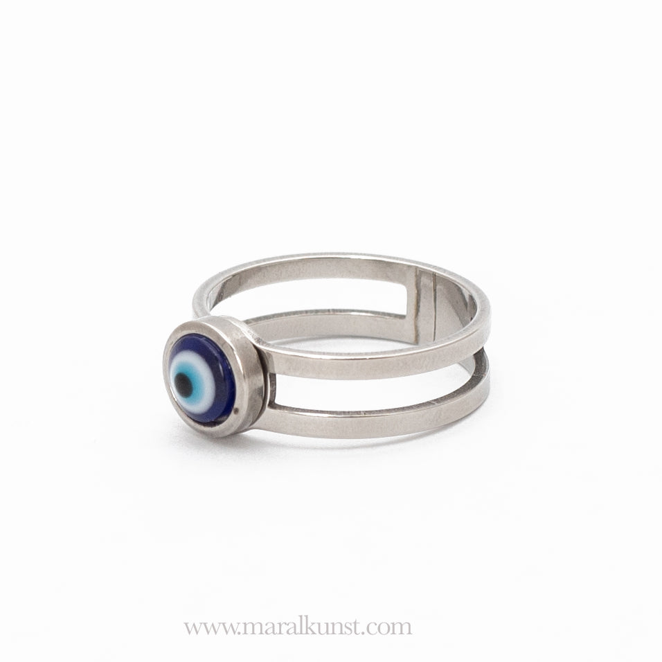 MaralTurkish evil eye amulet stainless steel ring