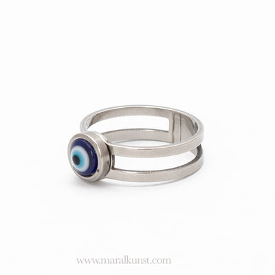 Turkish evil eye amulet stainless steel ring