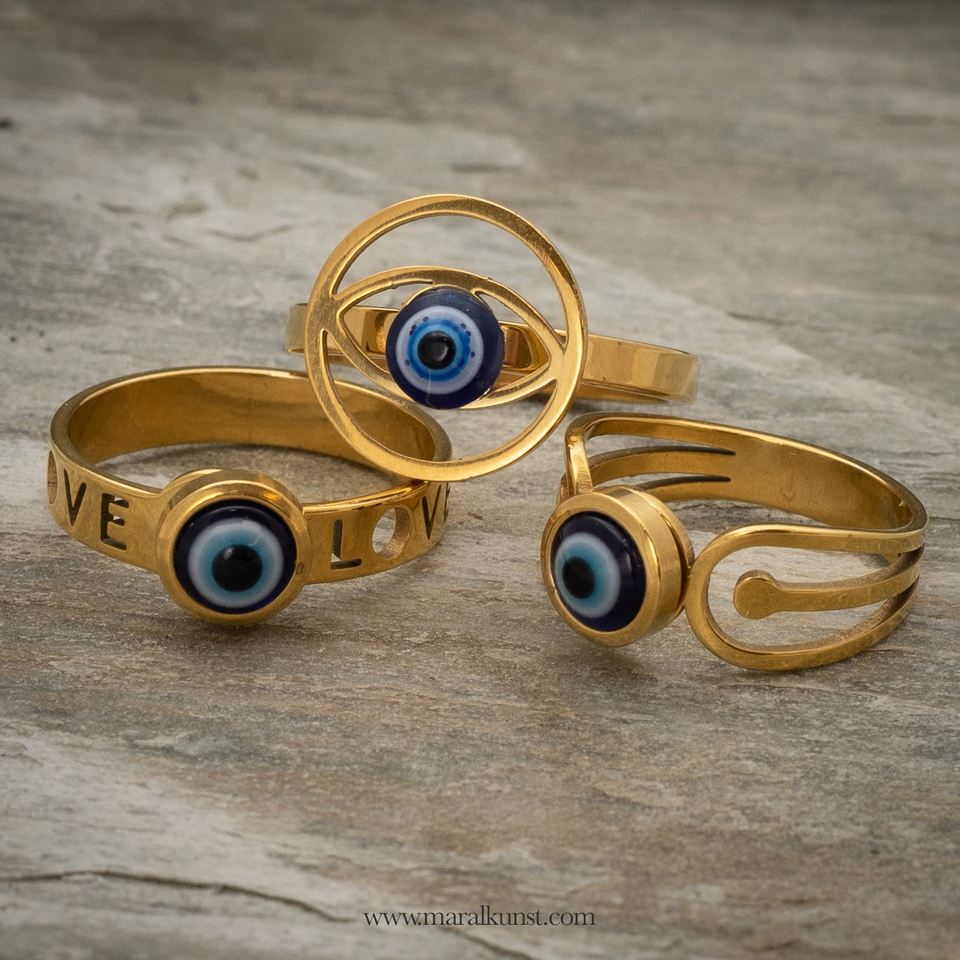 Blue evil eye amulet ring
