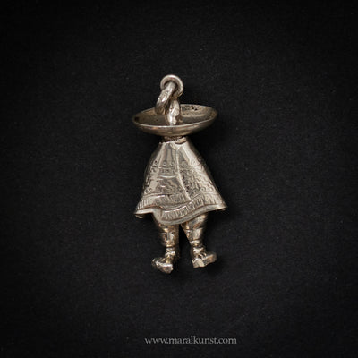 Sterling Silver Mexican Man in Sombrero & Poncho Charm Pendant