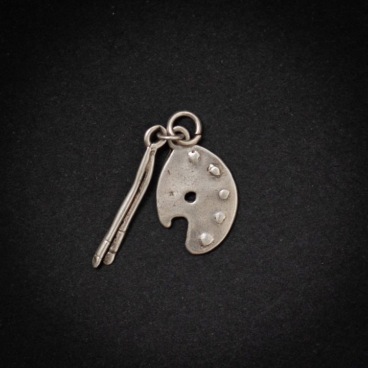 Paint Palette & Brush 925 silver pendant