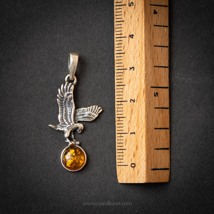 Amber Talon – Silver Eagle Pendant