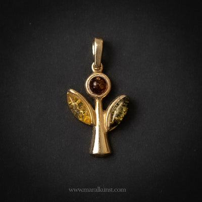 Flower Charm with Amber Leaves