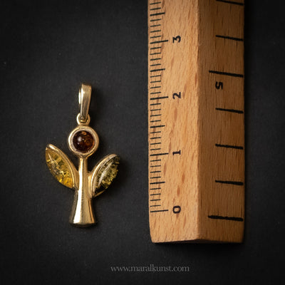 Flower Charm with Amber Leaves