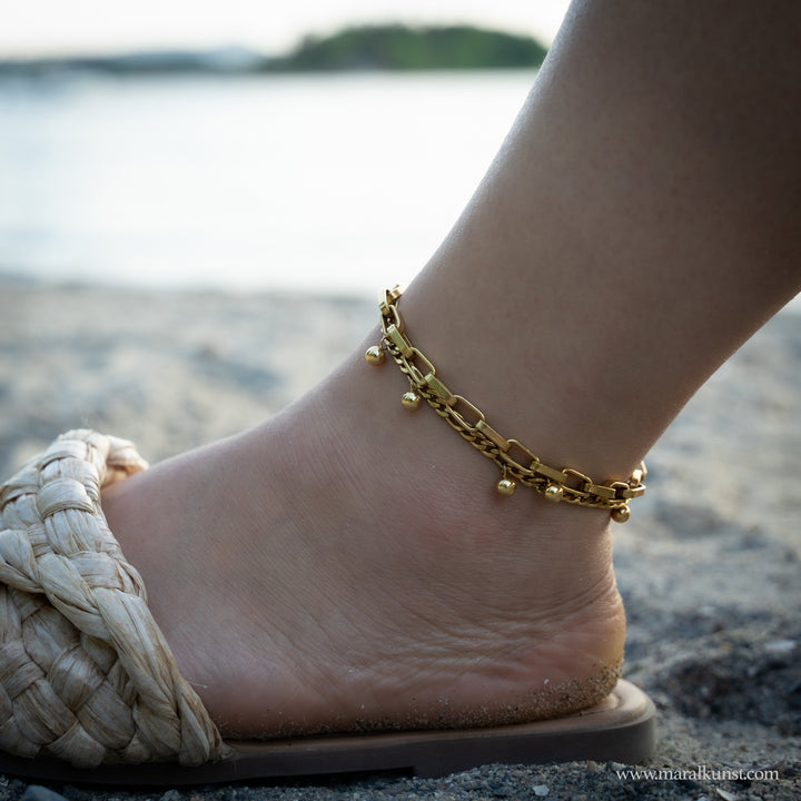 two chains gold plated chain anklet