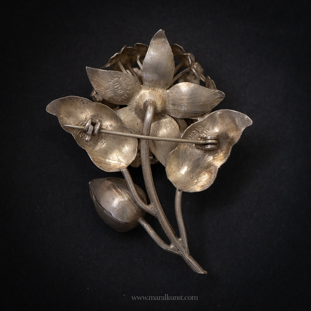 Vintage premium handcrafted 925 Silver Flower Brooch