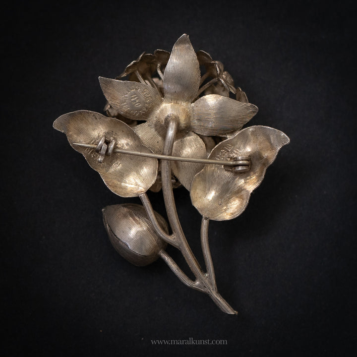 Vintage premium handcrafted 925 Silver Flower Brooch