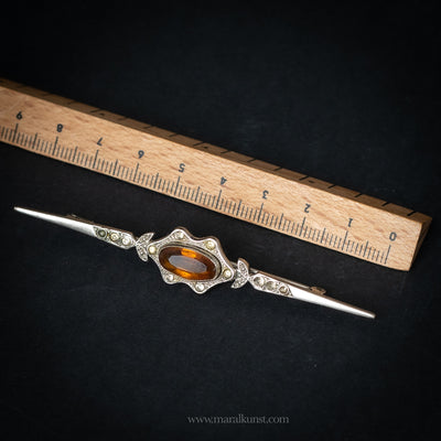 Vintage 925 silver  Brooch with Amber Radiance