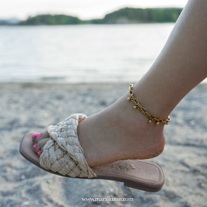 two chains gold plated chain anklet