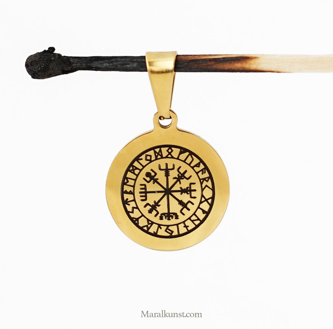 Norwegian compass vikings pendant ( custom made ) laser engraving