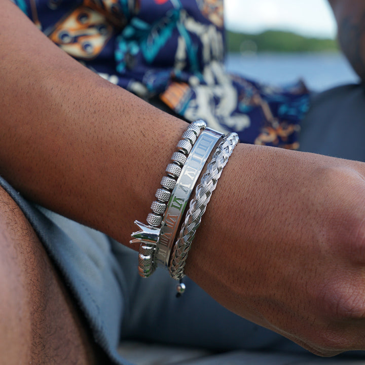 Men style King Crown stainlessteel Beaded Bracelet